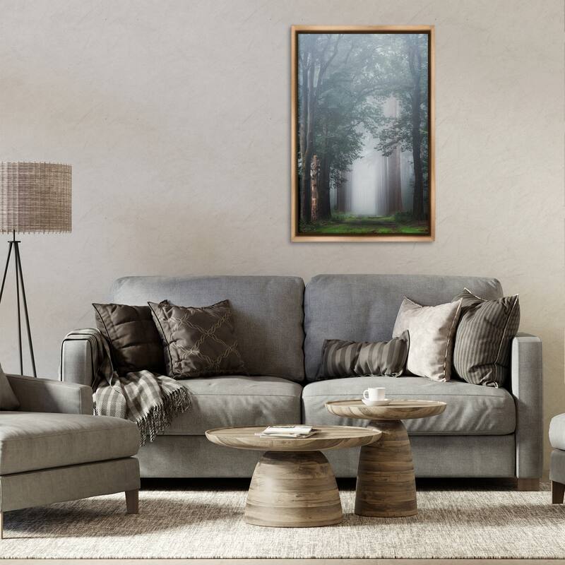 Stupell Calm Forest Clearing Framed Floater Canvas Wall Art Design By Martin Podt