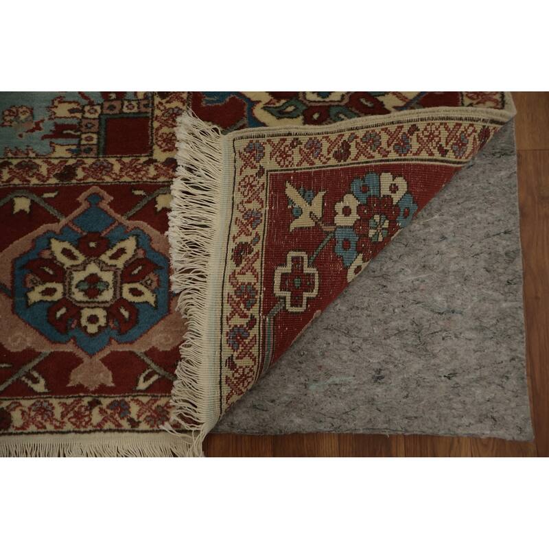 Hand Knotted Oriental 100% Wool Carpet Traditional Floral Beige & Ivories Heriz (serapi) Area Rug - 11' 2'' X 8' 10''