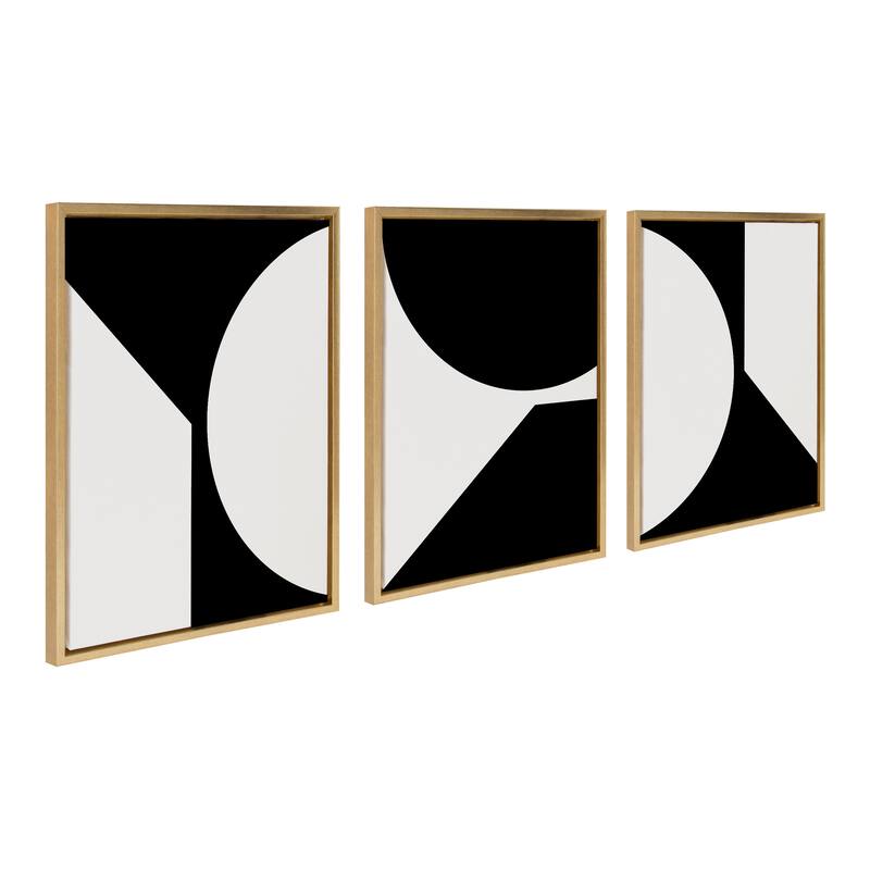 Kate and Laurel Sylvie Min Max Mod Set Canvas by Creative Bunch Studio - 3 Piece 18x24 - Plastic - Gold