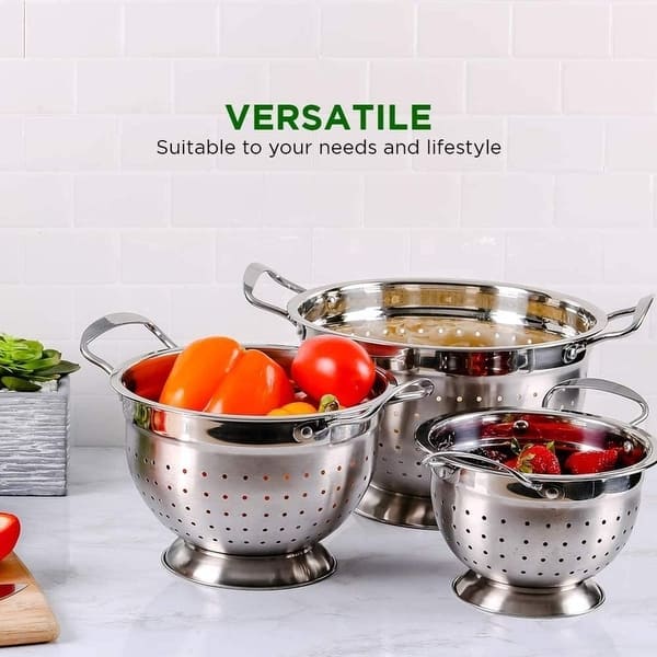 Ovente 3-Piece Mixing Bowls with Lids Stainless Steel Kitchen Storage Bakeware Set
