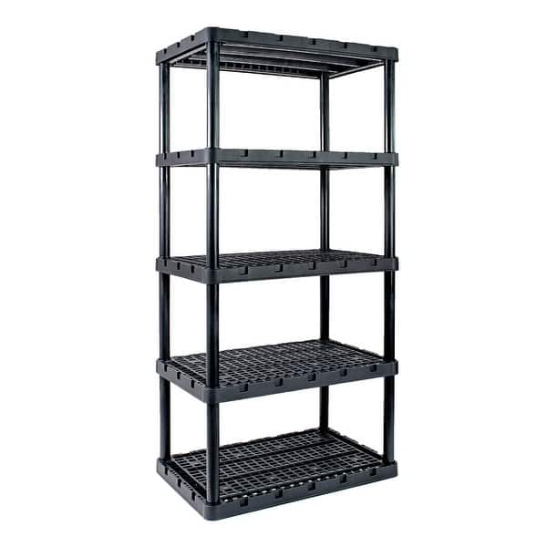 Gracious Living KnectAShelf Black Plastic Shelving Unit Bed Bath