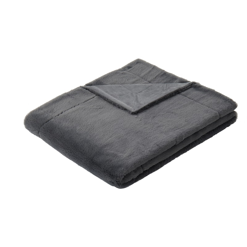 Vince Camuto Super Soft Faux Rabbit Fur 60x70 Throw in Gift Box - 60x70 - Grey