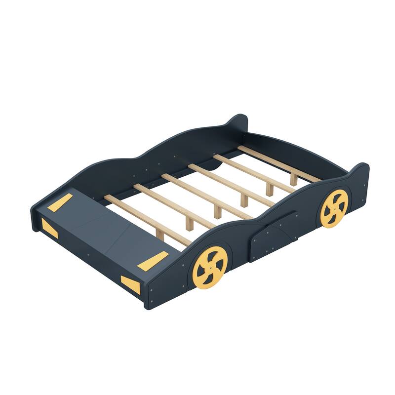 Race Car-Shaped Platform Bed with Wheels and Storage(Twin/Full )