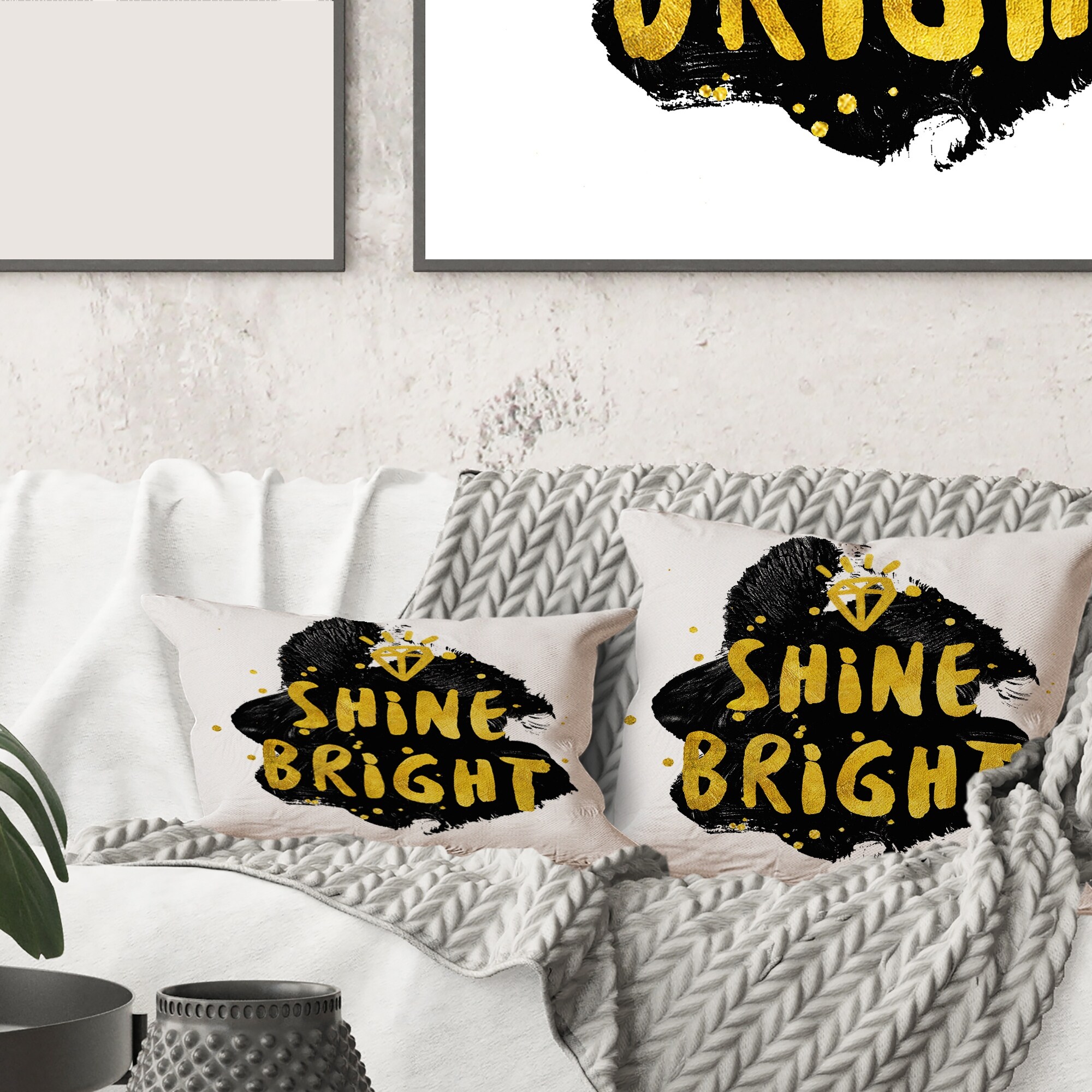 Designart Shine Bright Glam Printed Throw Pillow