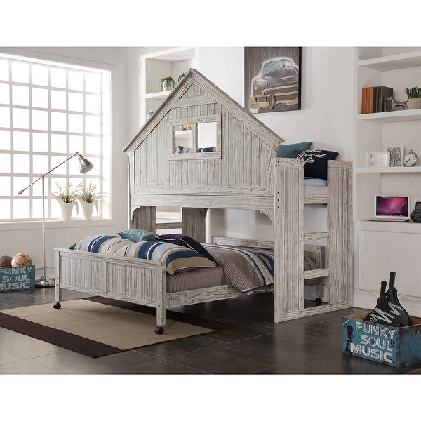 Donco Kids Driftwood Low loft Club House with Full rollout Bed Bed Bath Beyond 10958798
