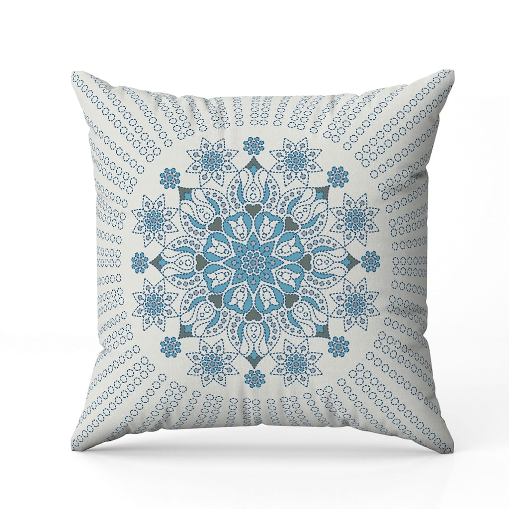 Wisteria Whirl Faux Suede Reversible Throw Pillow White and Blue