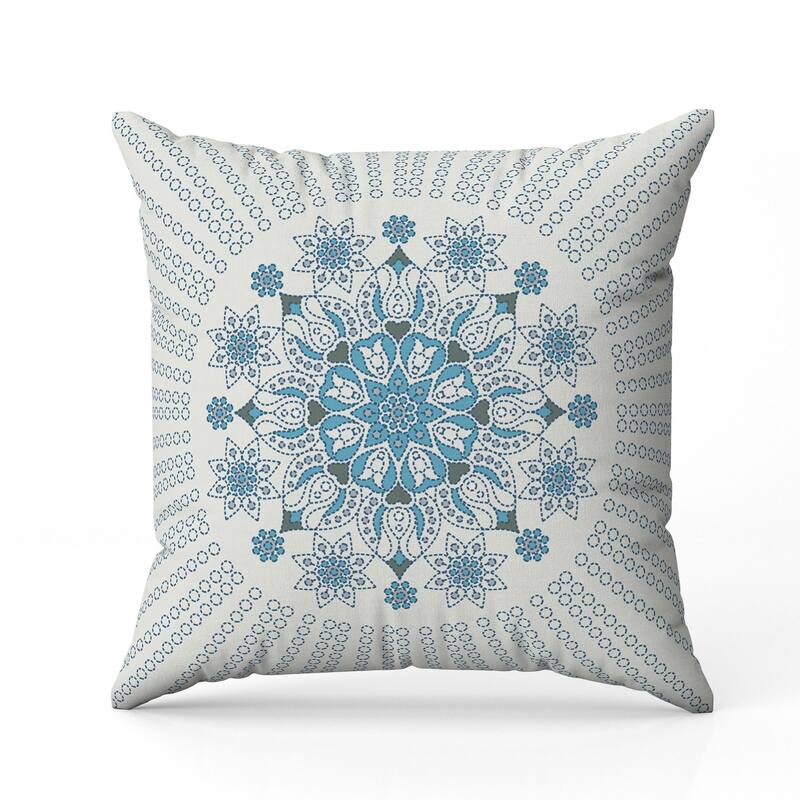 Wisteria Whirl Indoor/Outdoor Reversible Throw Pillow White and Blue