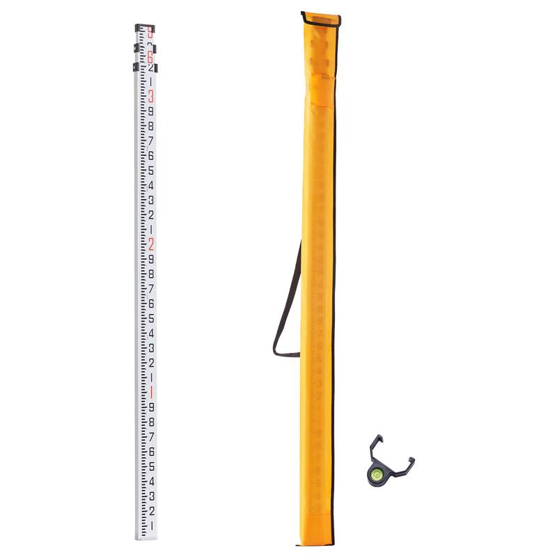 Aluminum Grade Rod, Telescopic Measuring Rod, Double-Sided Scale Leveling Rod Stick,Aluminum Alloy Survey Rod with Bubble Level - 9-Feet/10ths