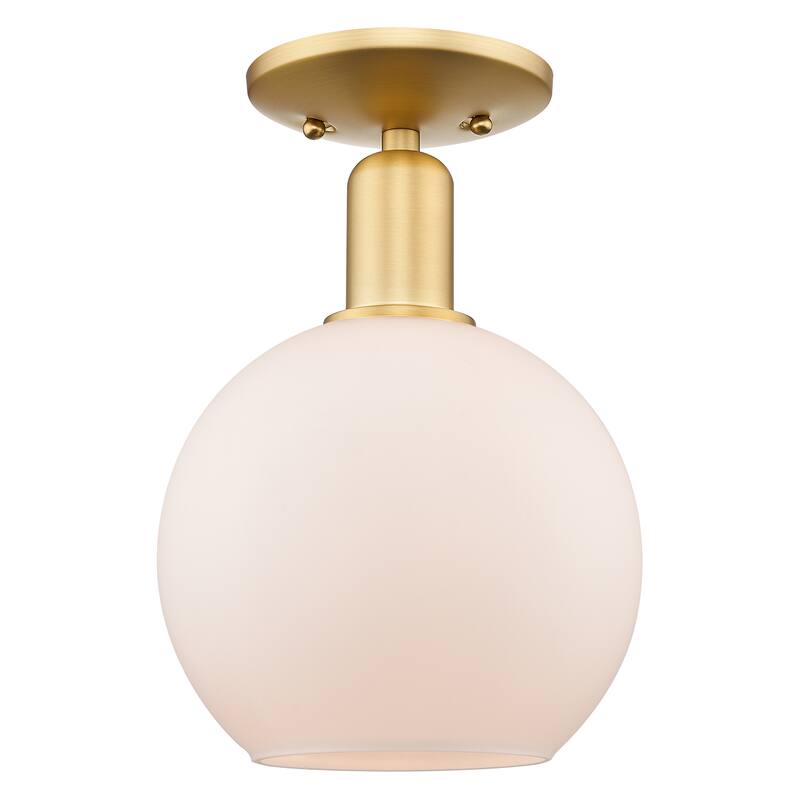 Innovations Lighting Endless Possibilities Arcadia - Athens - 1 Light 8" Semi-Flush Mount - Satin Gold/Matte White