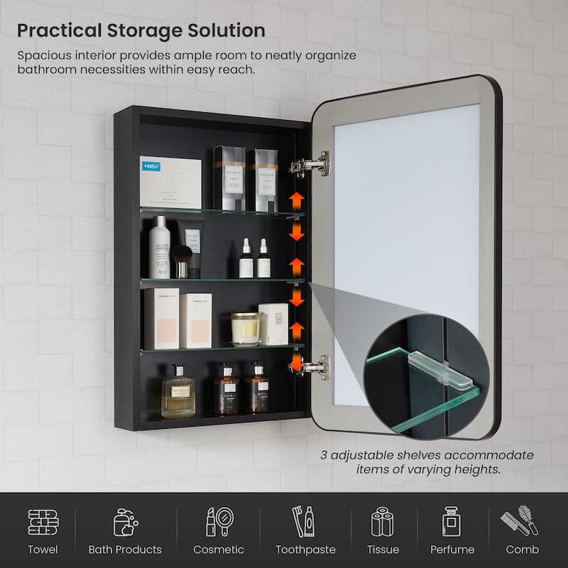 Talayuela Rectangular Aluminum Framed Medicine Cabinet with Mirror