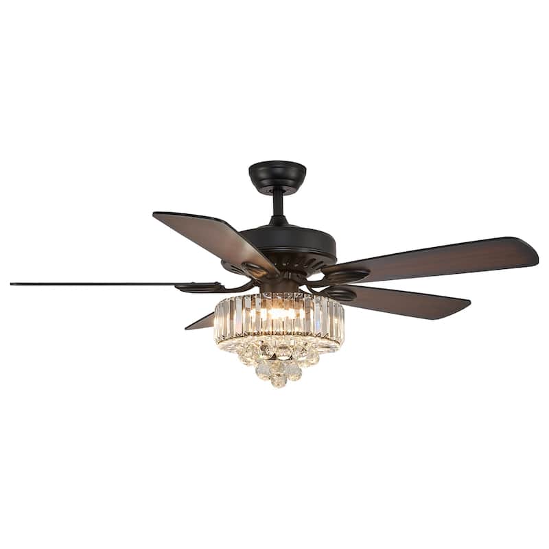 52" Crystal Chandelier Ceiling Fan with Lights and Remote