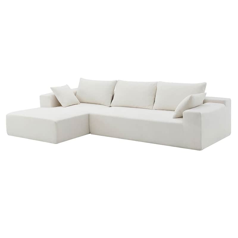 L-shape Chenille Fabric Sofa Multiple Cushions Sectional Couch