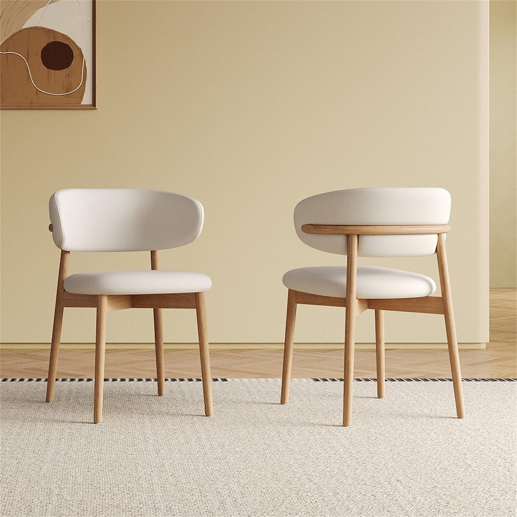 Mid-Century Modern Wood Feet Dining Chair (Set Of 2)-Stylish Wooden Chairs, Comfortable & Durable, Easy To Assemble