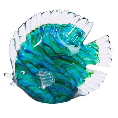 Swirled Tropical Fish Glass - Teal