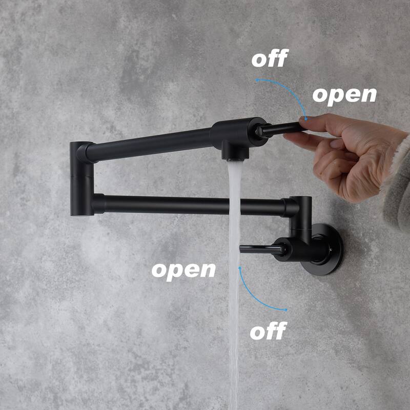 Double Handle Single Hole Wall Mounted Pot Filler Faucet - 25.98-in L x 8.66-in H
