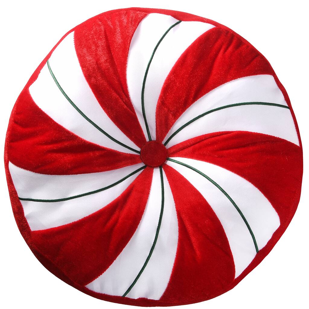 National Tree Company 15 in. General Store Collection Peppermint Pillow