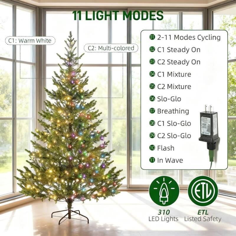 7ft Artificial Sparse Christmas Tree with Steel Stand and 4306 Tips - Green