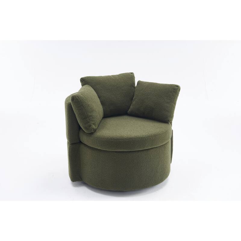360° Swivel Chair with Storage and Throw Pillows