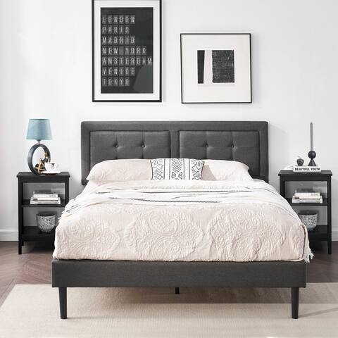 Taomika 3-Pieces Bedroom Sets with Upholstered Adjustable Bed Frame