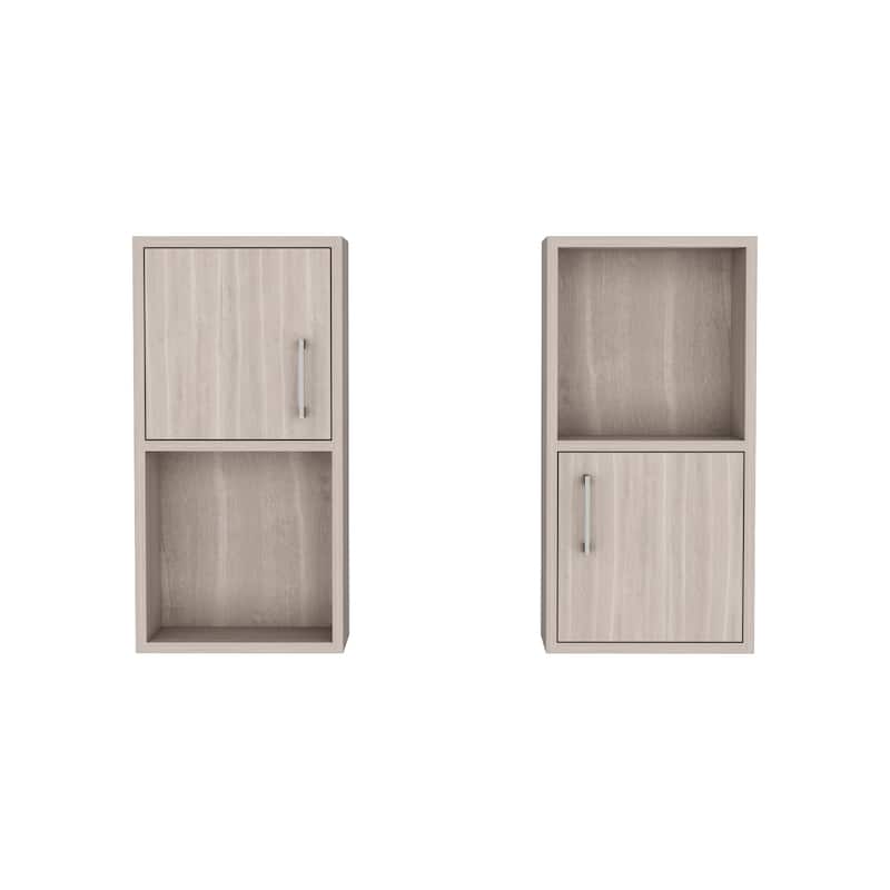 2-PC Wall-Mounted Bathroom Medicine Cabinet with Open and Closed Storage