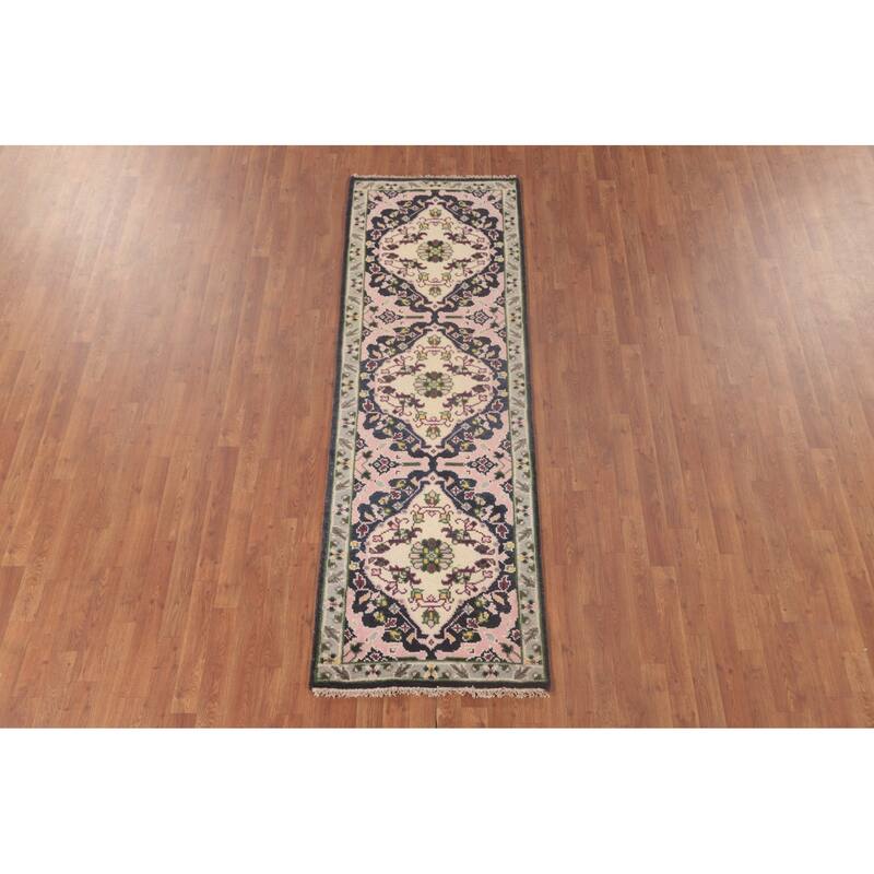 Pink Heriz Serapi Oriental Runner Rug Wool Carpet - 2'7"x 7'11"