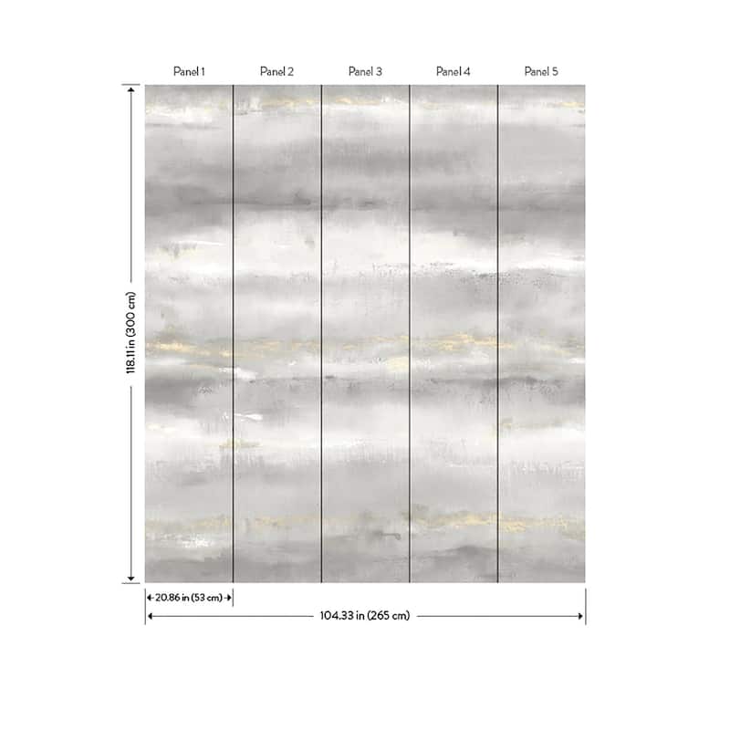 A-Street Prints Aveline Grey Wall Mural