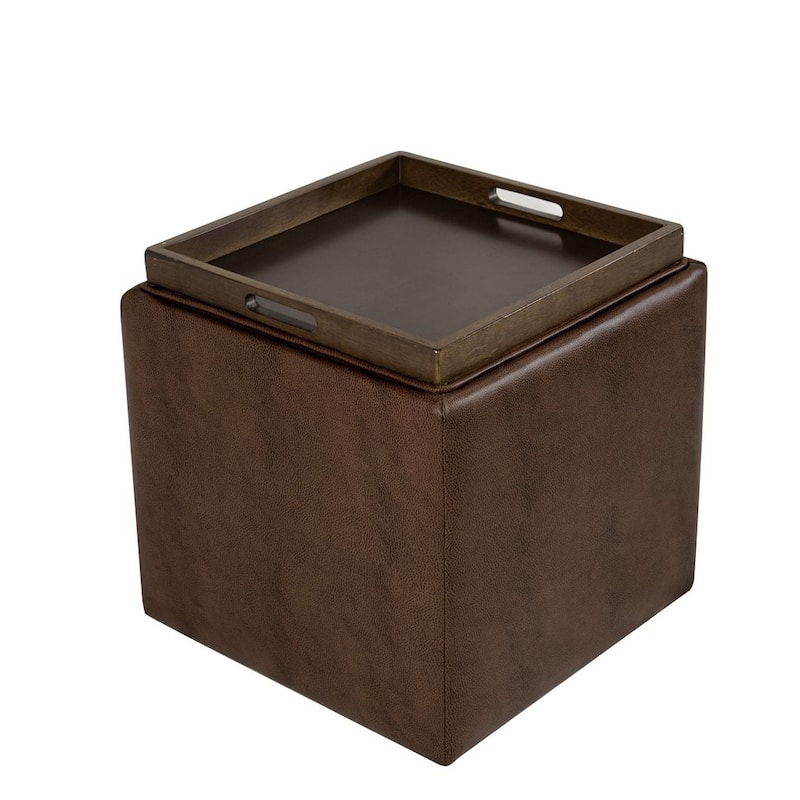 HomePop Storage Ottoman with Tray Top
