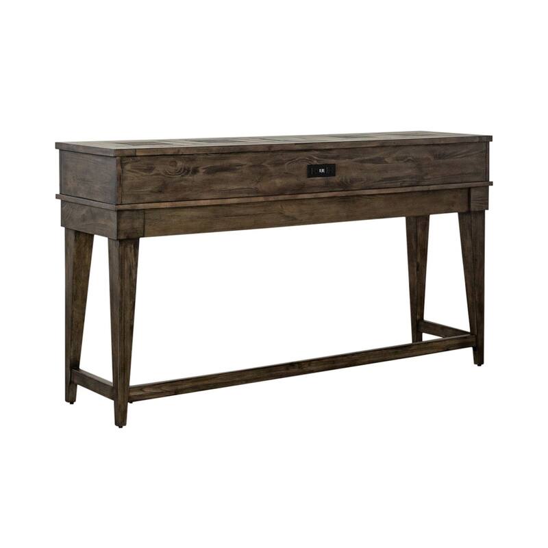 Arrowcreek Weathered Stone Console Bar Table- Charging Station, Reclaimed Wood & Stone