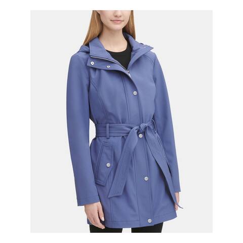 DKNY Womens Blue Belted Trench Coat Size L