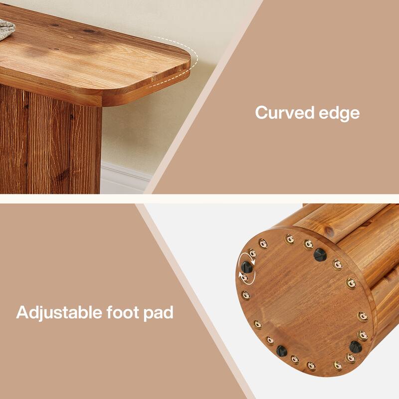 63" Solid Wood Entryway Bench, Extra Long Accent Bench Seat for End of Bed Dining Room Living Room Foyer Bedroom