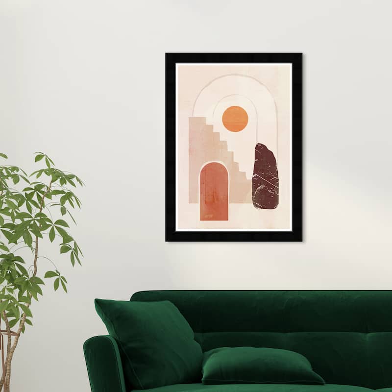 Wynwood Studio Prints Abstract Stairway to the Sun Brown and Modern & Contemporary Wall Art Canvas Print - Black