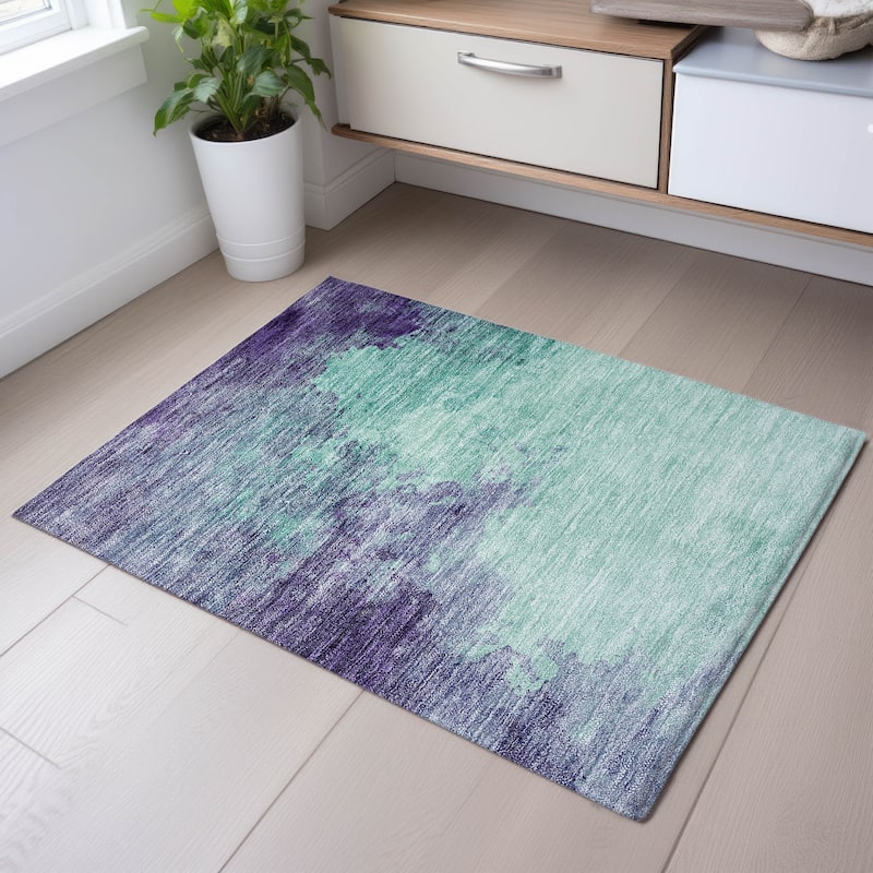 Premium Washable Super Soft Chic Modern Mayfield Rug - Seafoam - 1'8" x 2'6"