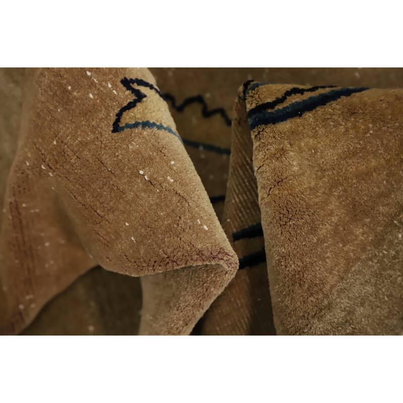 Hand Knotted Oriental 100% Wool Carpet Traditional Pictorial Yellow & Gold Art Deco Area Rug - 19' 0'' X 11' 9''