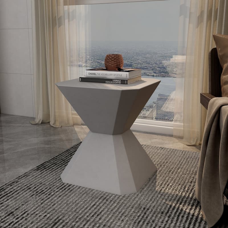 Azure 17" Fiberstone Octagonal Accent Side End Table for Patio, Garden, Living Room, Bedroom, or Home Office Use - Assembled