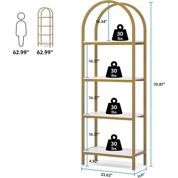 Freestanding Display Rack Tall Wood 4-Tier Bookcase Storage Shelves ...