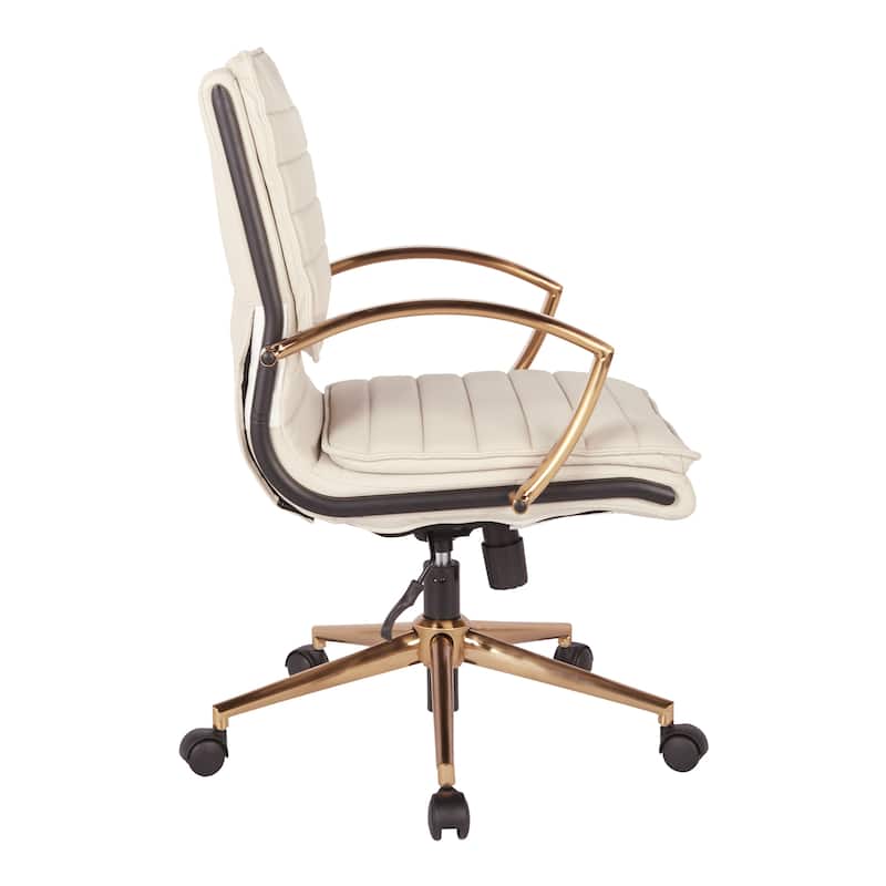 OSP Home Furnishings Gold Base Mid-back Faux Leather Office Chair
