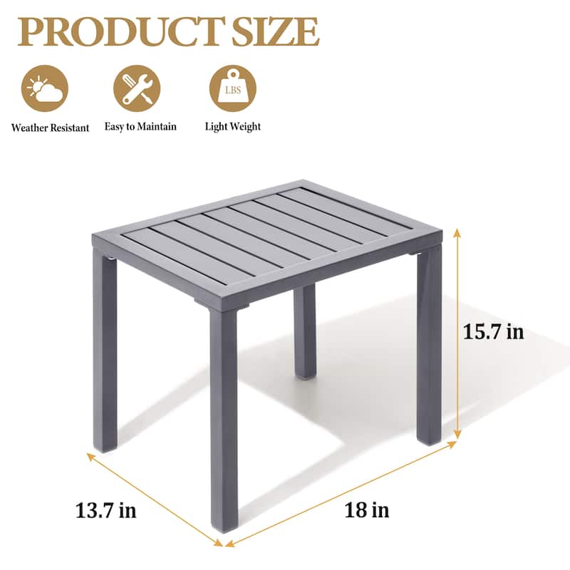 Outdoor Side Table Aluminum Rectangular End Table Small Patio Table