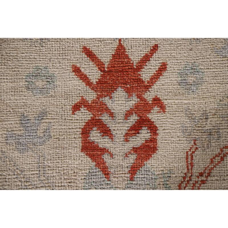Hand Knotted Oriental 100% Wool Carpet Transitional All-Over Beige & Ivories Oushak Runner Rug - 17' 7'' X 2' 5''