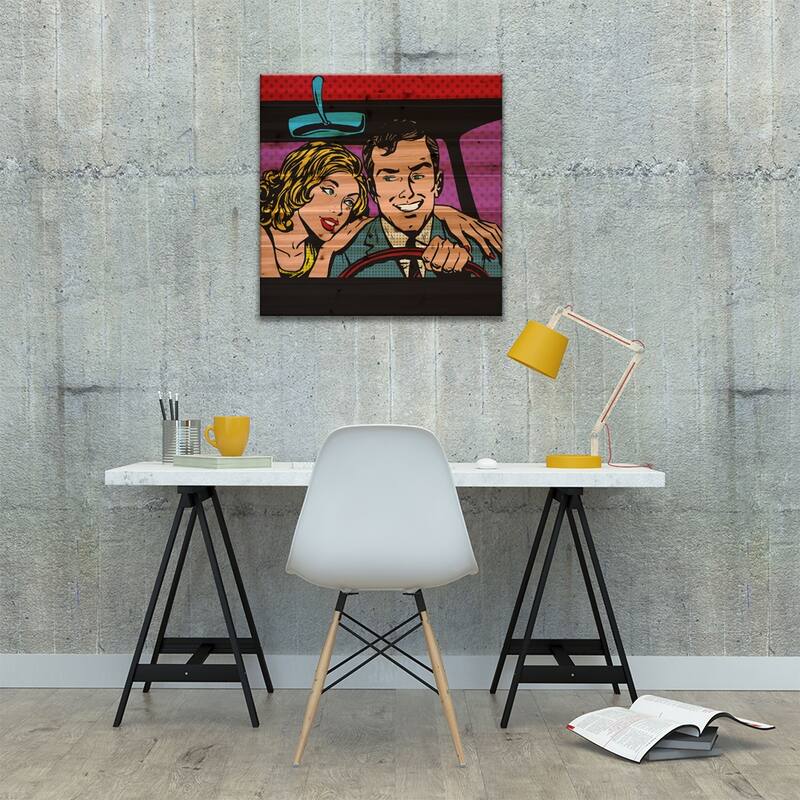 Pop Art Comics Retro Style Halftone Print On Wood by Depositphotos - Multi-Color