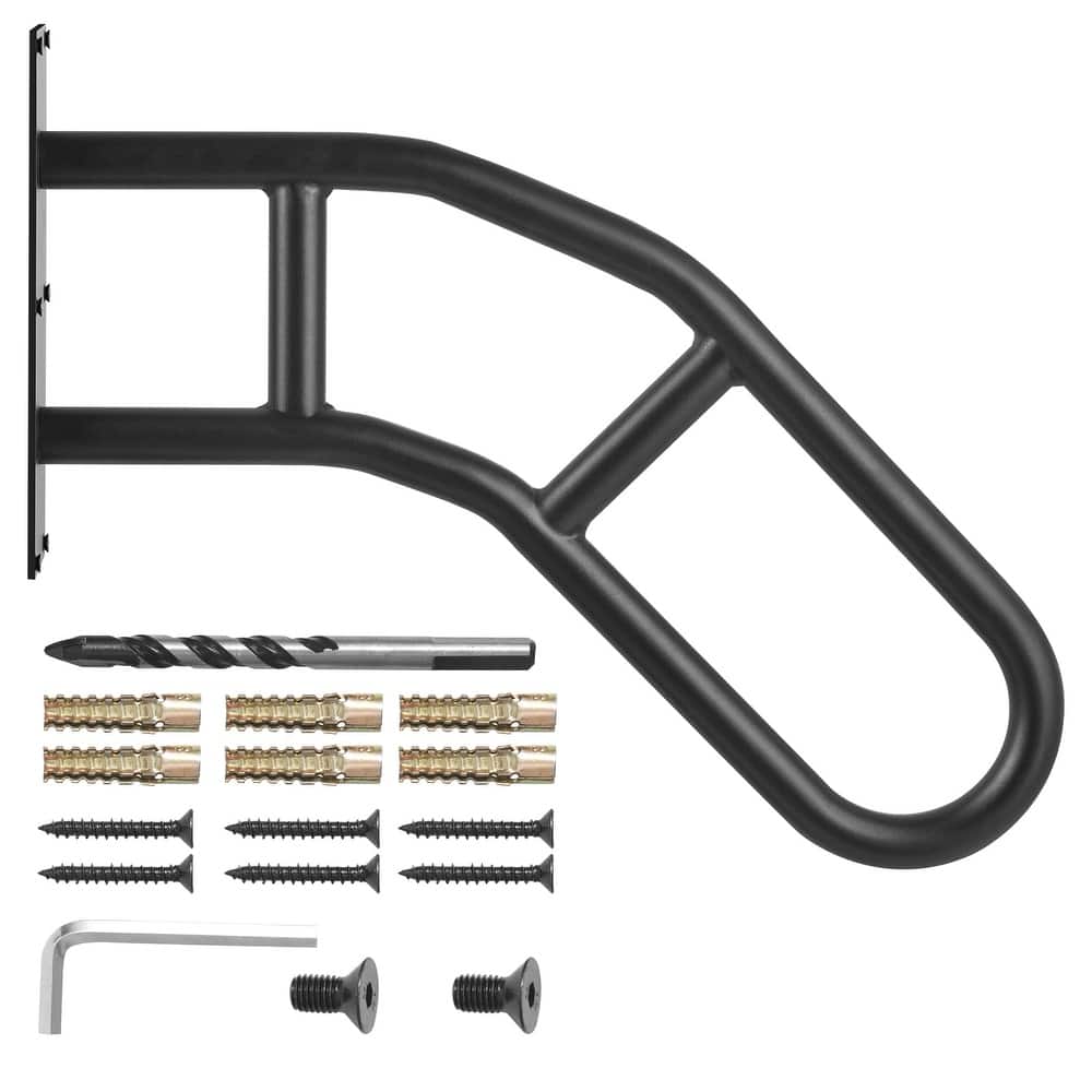 Handrails for Outdoor Steps, Wall Mount Safety Railings for 1-3 Steps, Stair Handrail with Matte Black Finished,for Garden,Yard