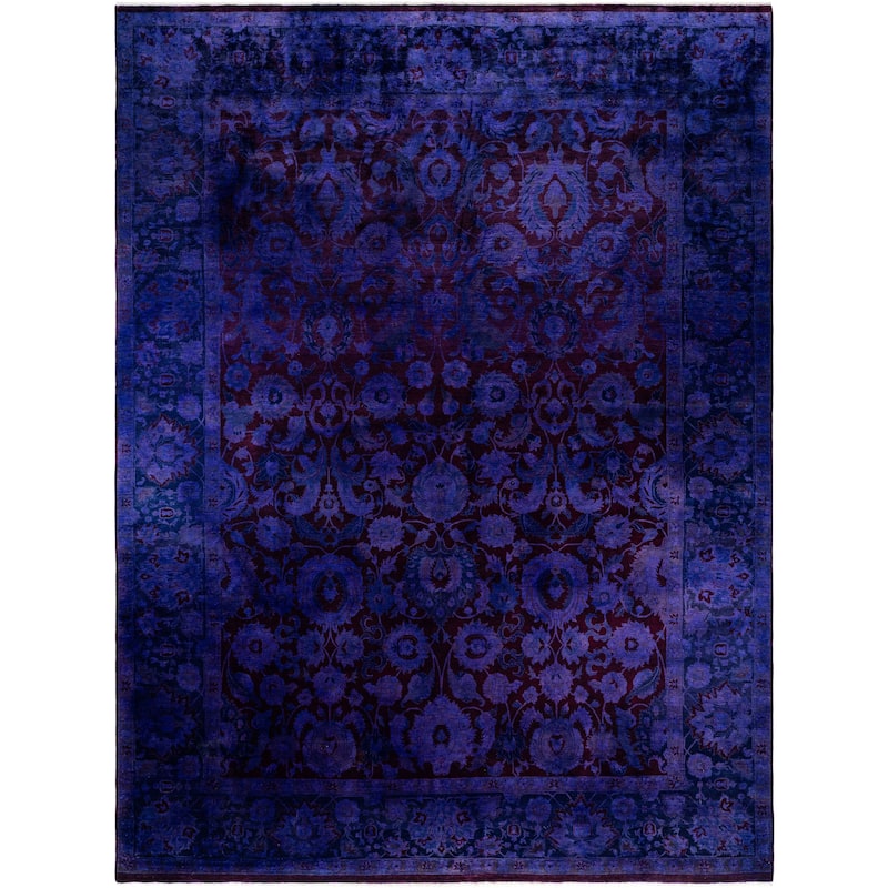 Overdyed One-of-a-Kind Hand-Knotted Area Rug - Purple - 9' 1" x 12' 0"
