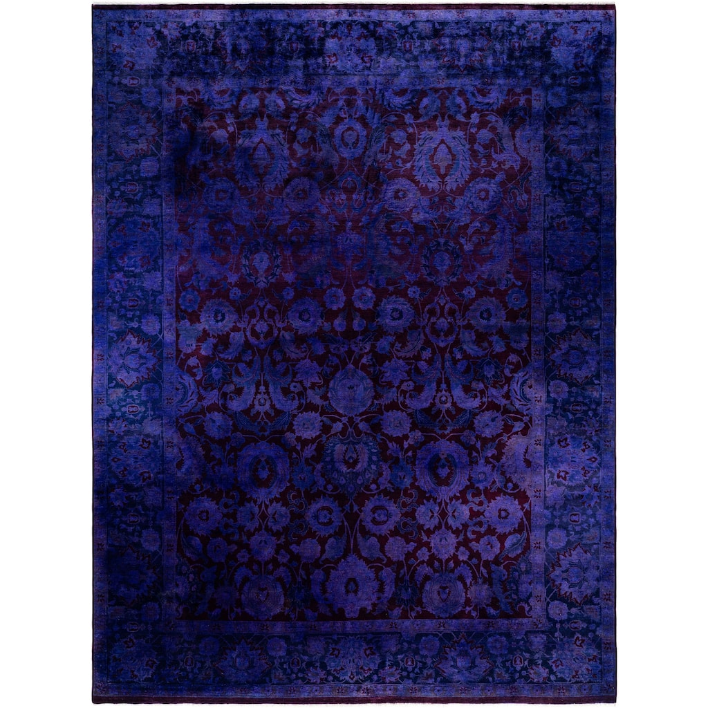 Overdyed One-of-a-Kind Hand-Knotted Area Rug - Purple - 9' 1" x 12' 0"