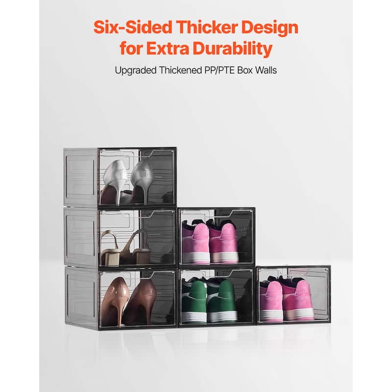 Stackable Shoe Storage Boxes Size 13 with Magnetic Door