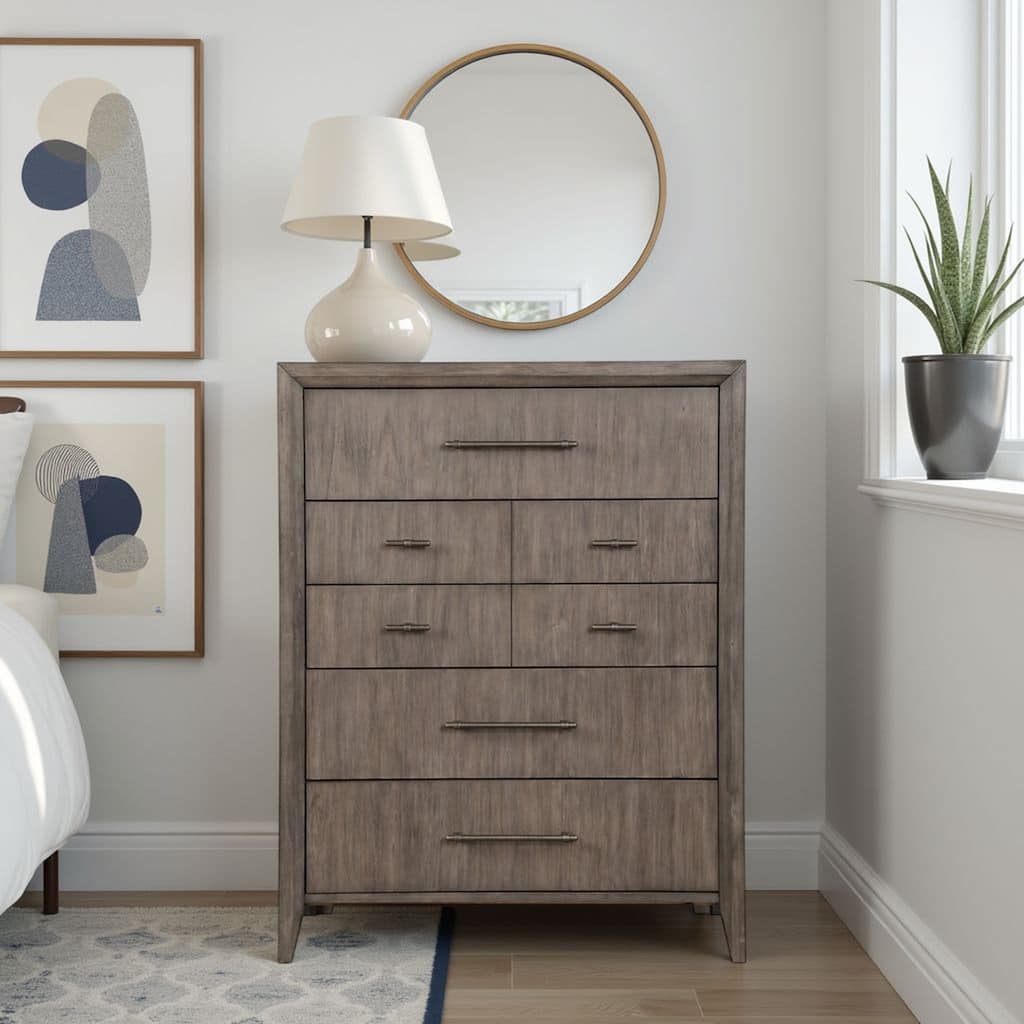 Bridgevine Home Avana 5-Drawer Chest, No Assembly Required, Smoky Greige Finish