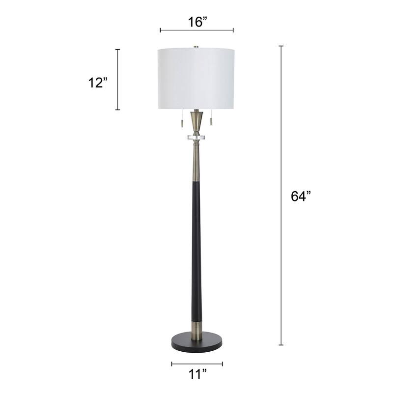 StyleCraft Langston Floor Lamp - Larson Gold & Black - White Shade