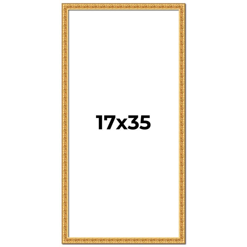 17x35 Frame Gold Real Wood Picture Frame Width 1 inches | Interior