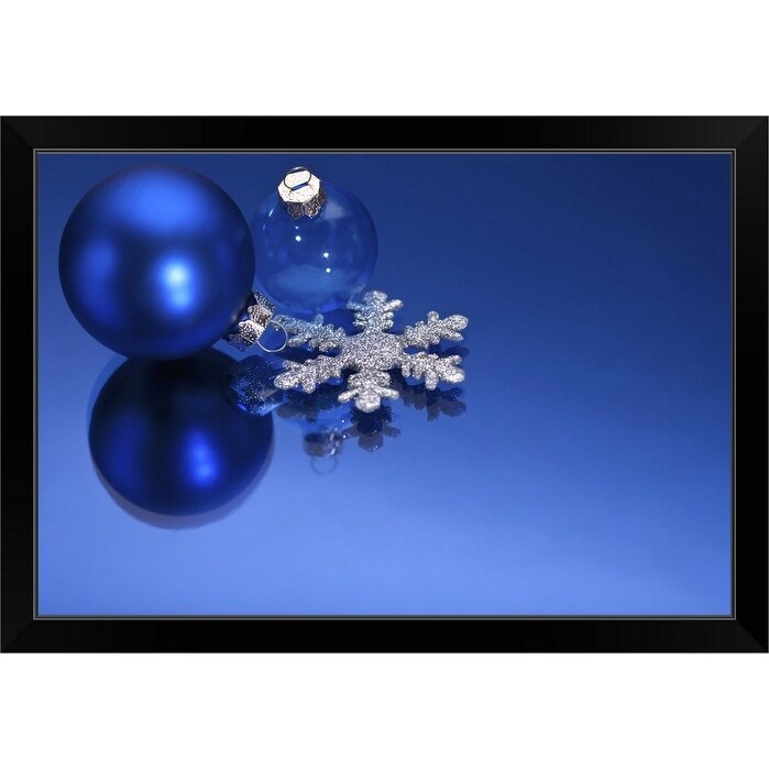 Blue Christmas Decorations Black Framed Print On Sale Overstock 30195853