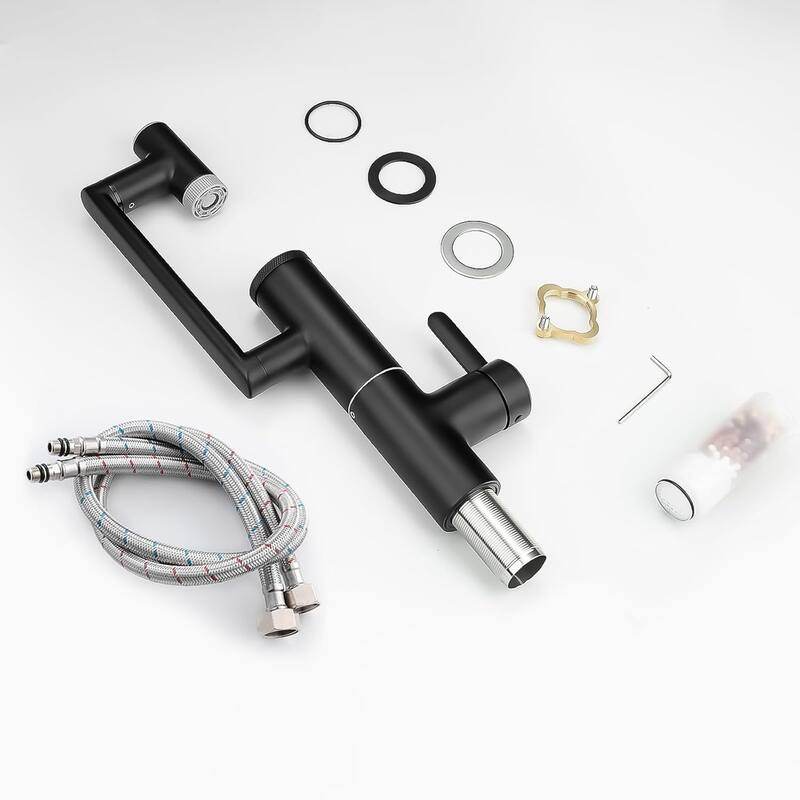 Lefton Rotatable Single Hole Bathroom Sink Faucet with Built-in Filter, Temperature Display in Fahrenheit, 2 Water Modes