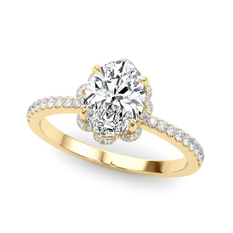 Auriya 14k Yellow Gold Lab Grown Oval Diamond Halo Engagement Ring 0.50 to 5.00 ct. tw. (F-G VS) - 1.50 ct. center - 4.5