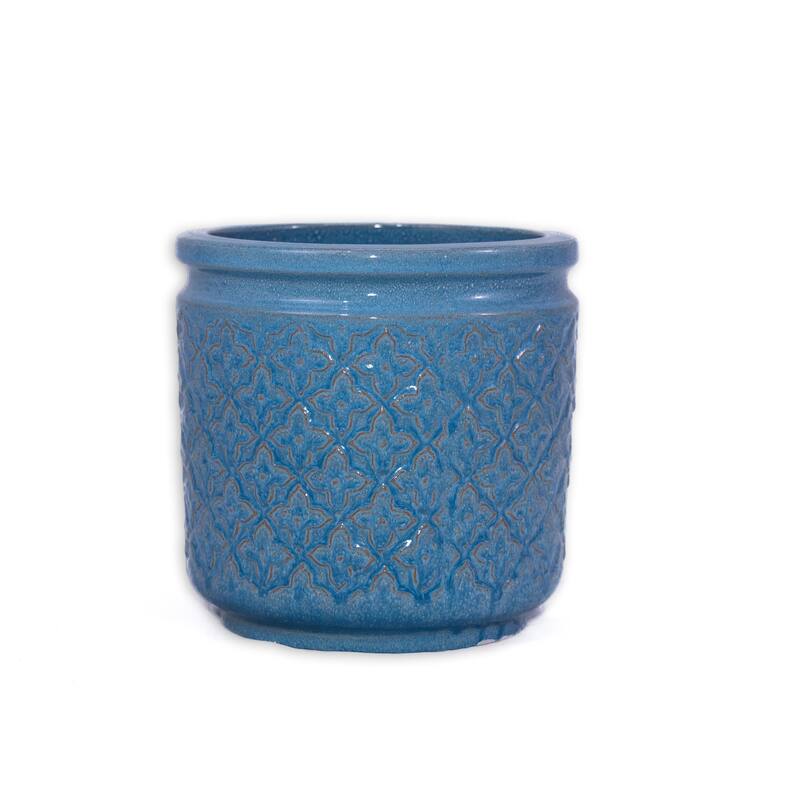 Set of 3 ,15 Inch Ceramic Flower Pots with Drainage - Frost Resistant Indoor Outdoor Planters